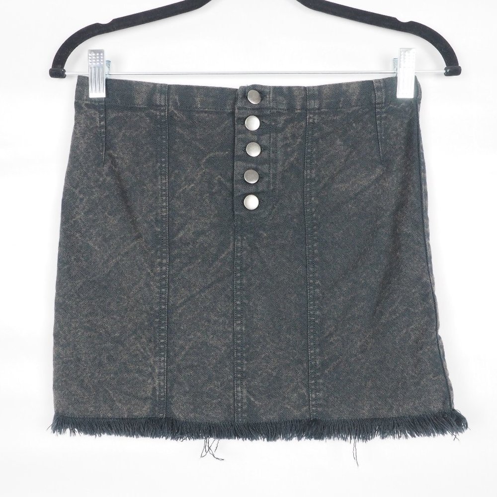 Chaser High Rise Button Front Mini Skirt Black XS